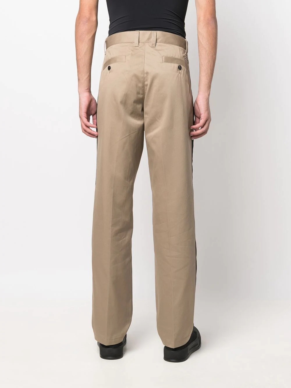 side-stripe straight-leg trousers - 4