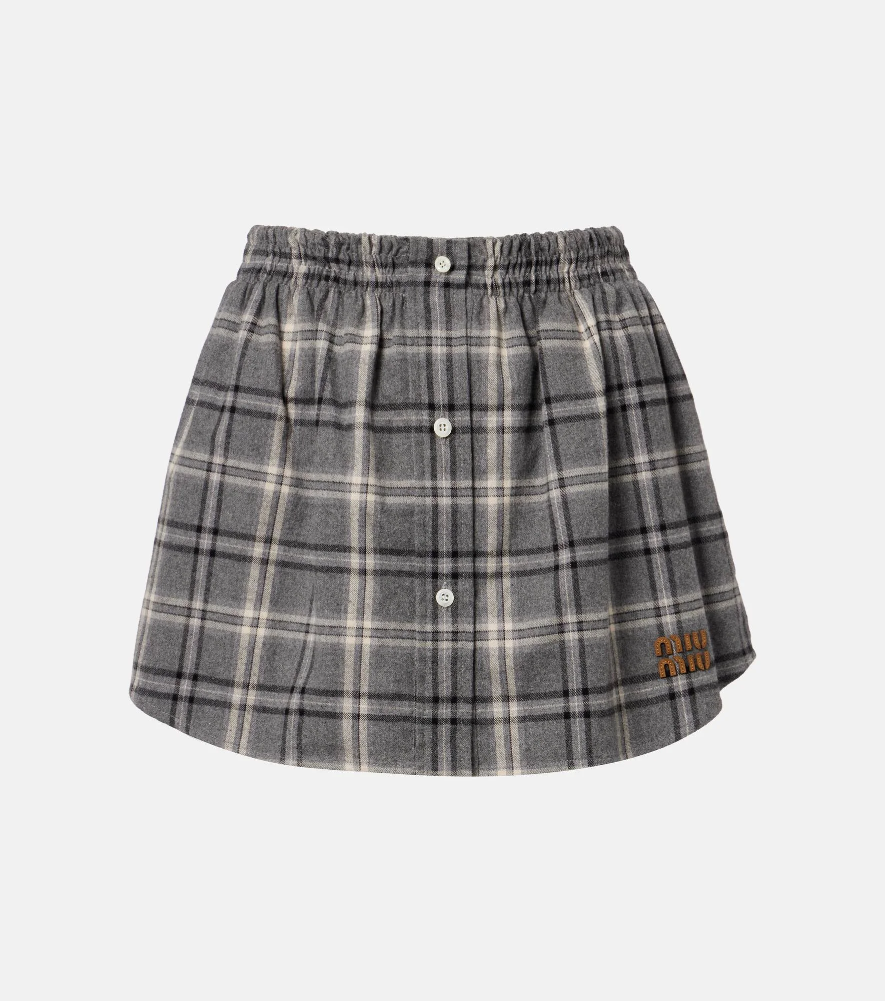 Plaid cotton flannel miniskirt - 1