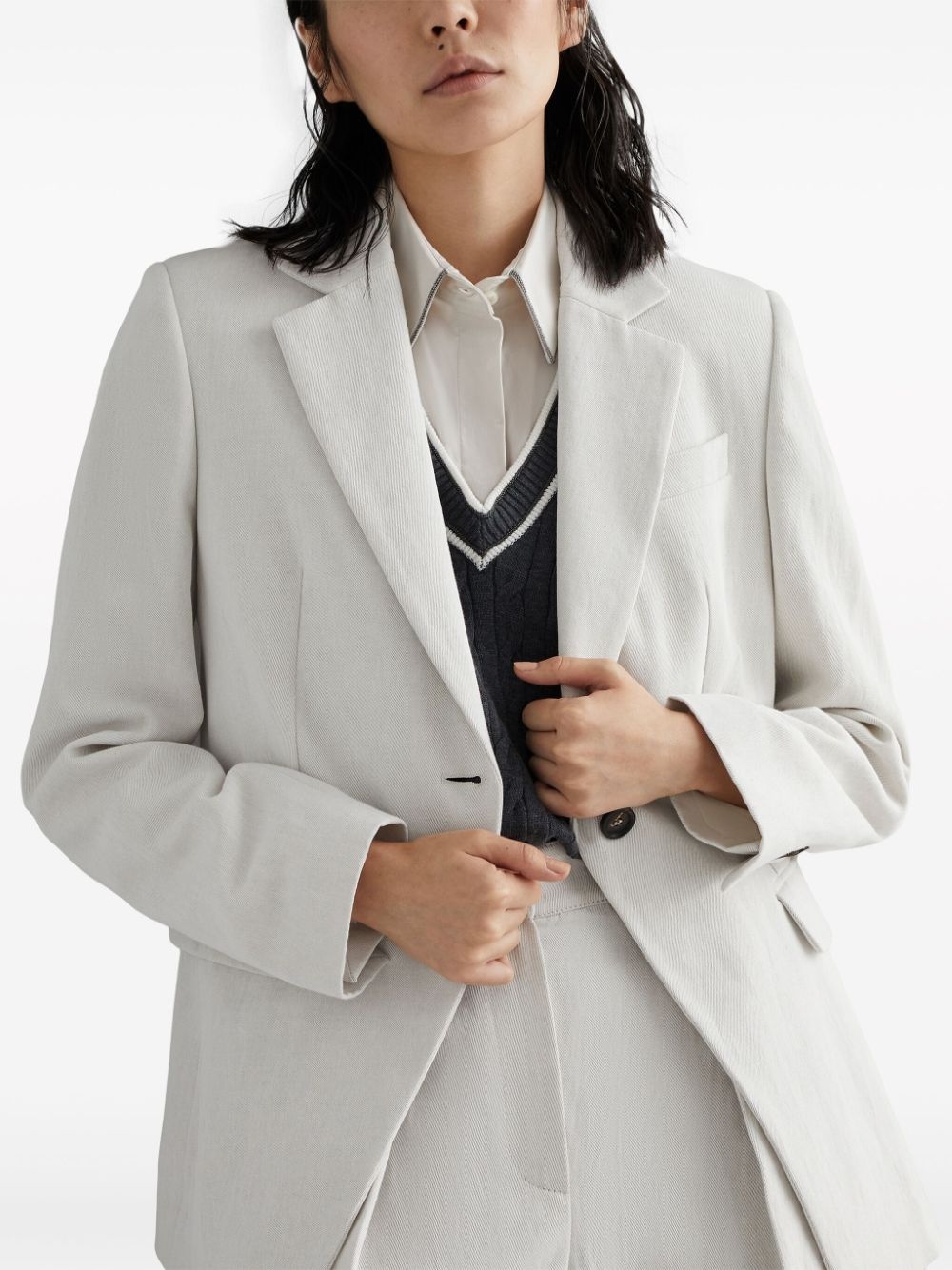 gabardine-weave single-breasted blazer - 6