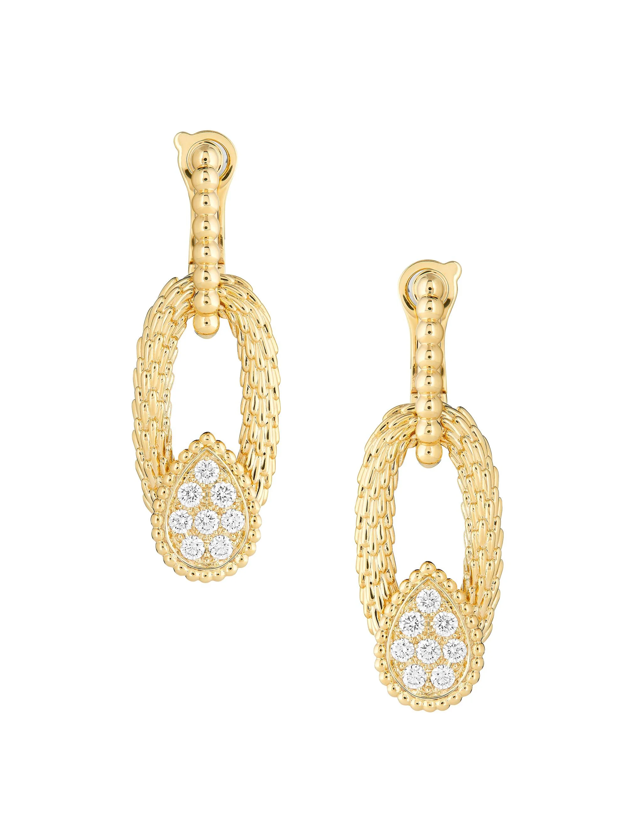 Women's Serpent Bohème 18K Yellow Gold & 0.64 TCW Diamond Oval-Link Drop Earrings - Yellow Gold - 1
