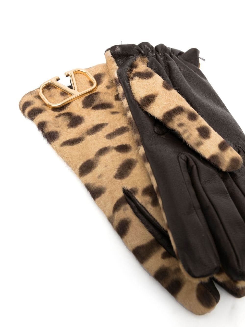 VLogo leopard-print cashmere gloves - 2