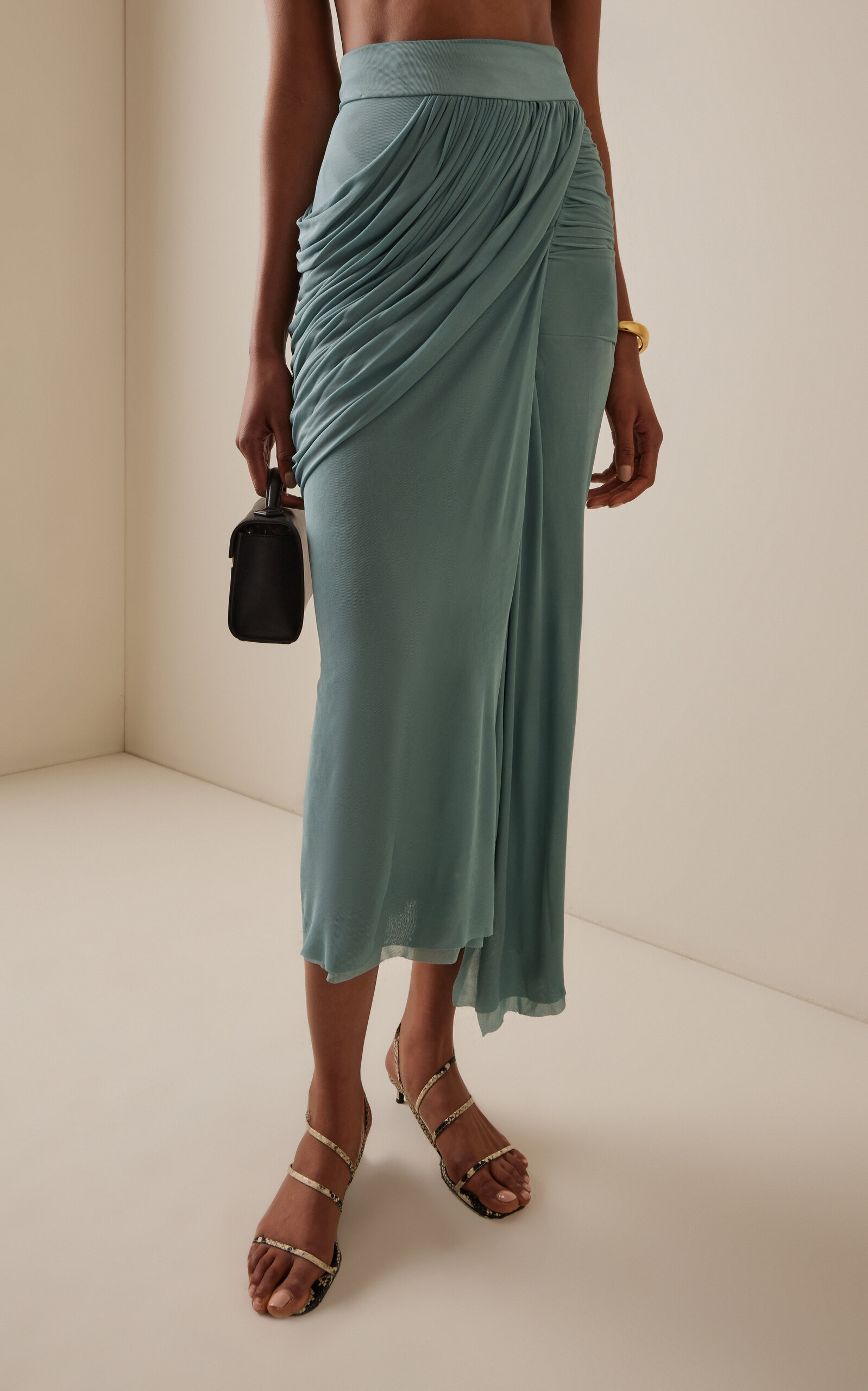 Exclusive Savour Draped Chiffon Skirt blue - 3