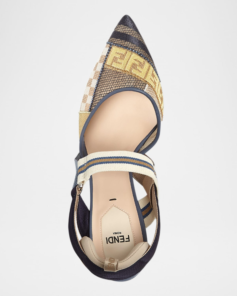 Colibri Patchwork Mesh Slingback Pumps 4