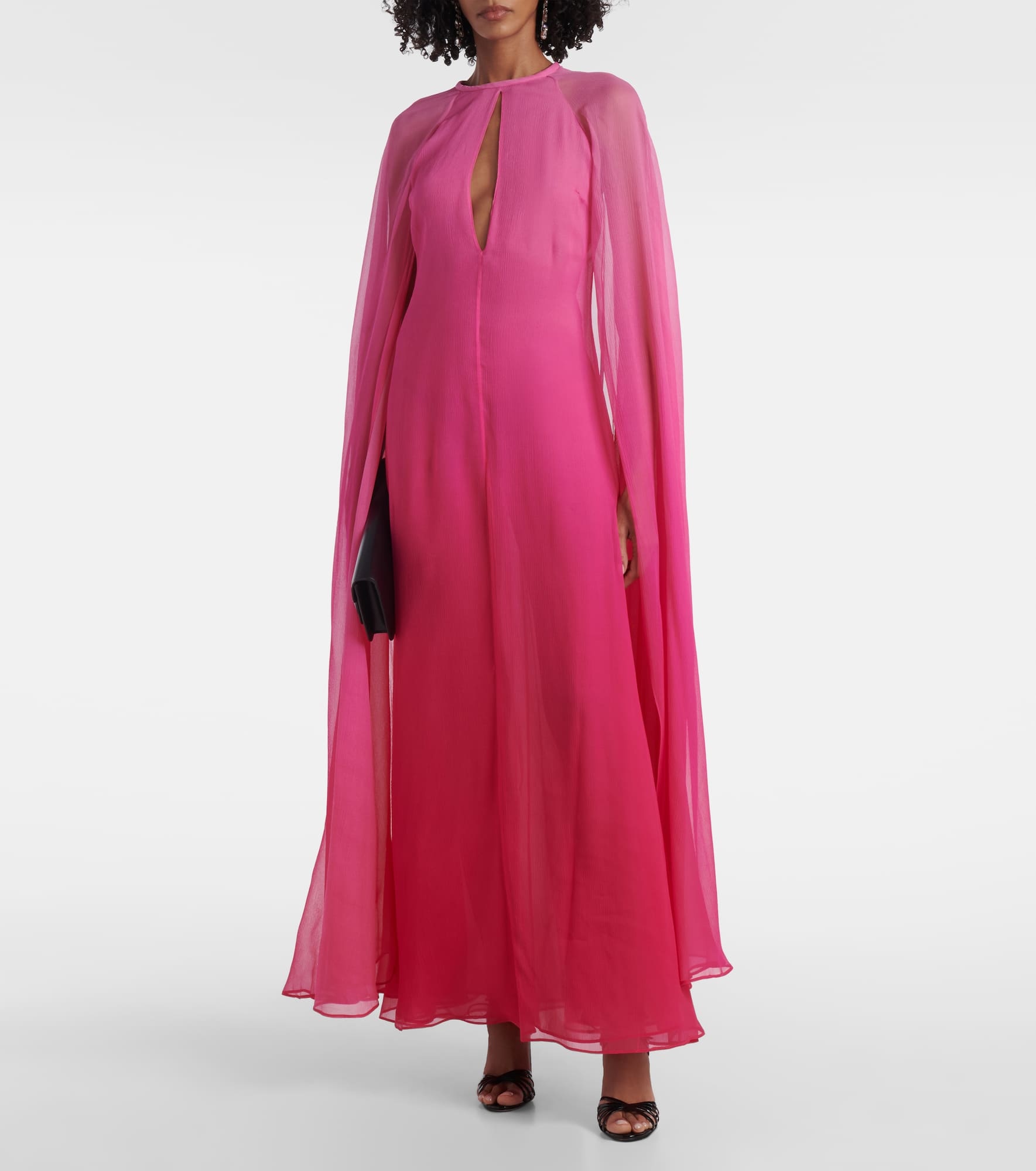 Ombré cutout silk crepon gown - 2