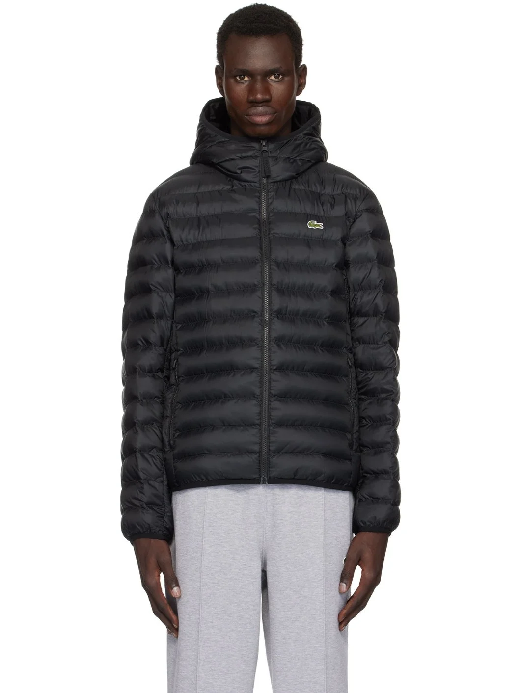 Black Zip Puffer Jacket - 1