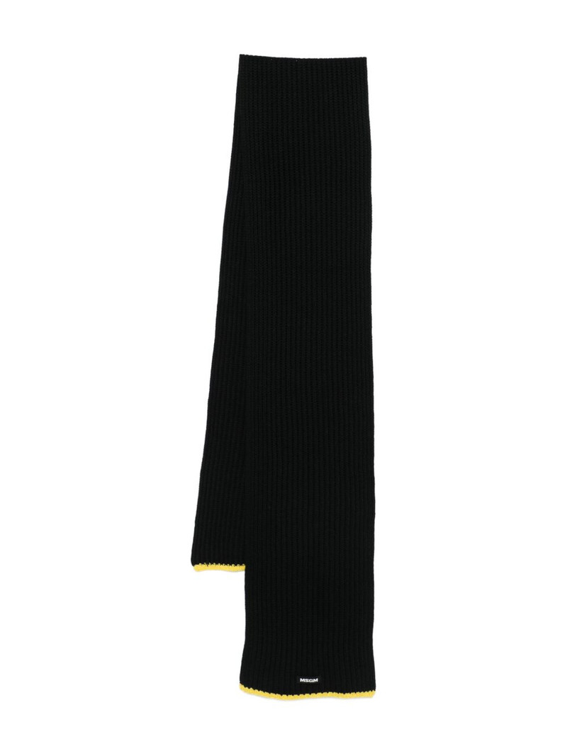 ribbed-knit yellow-trim scarf 1