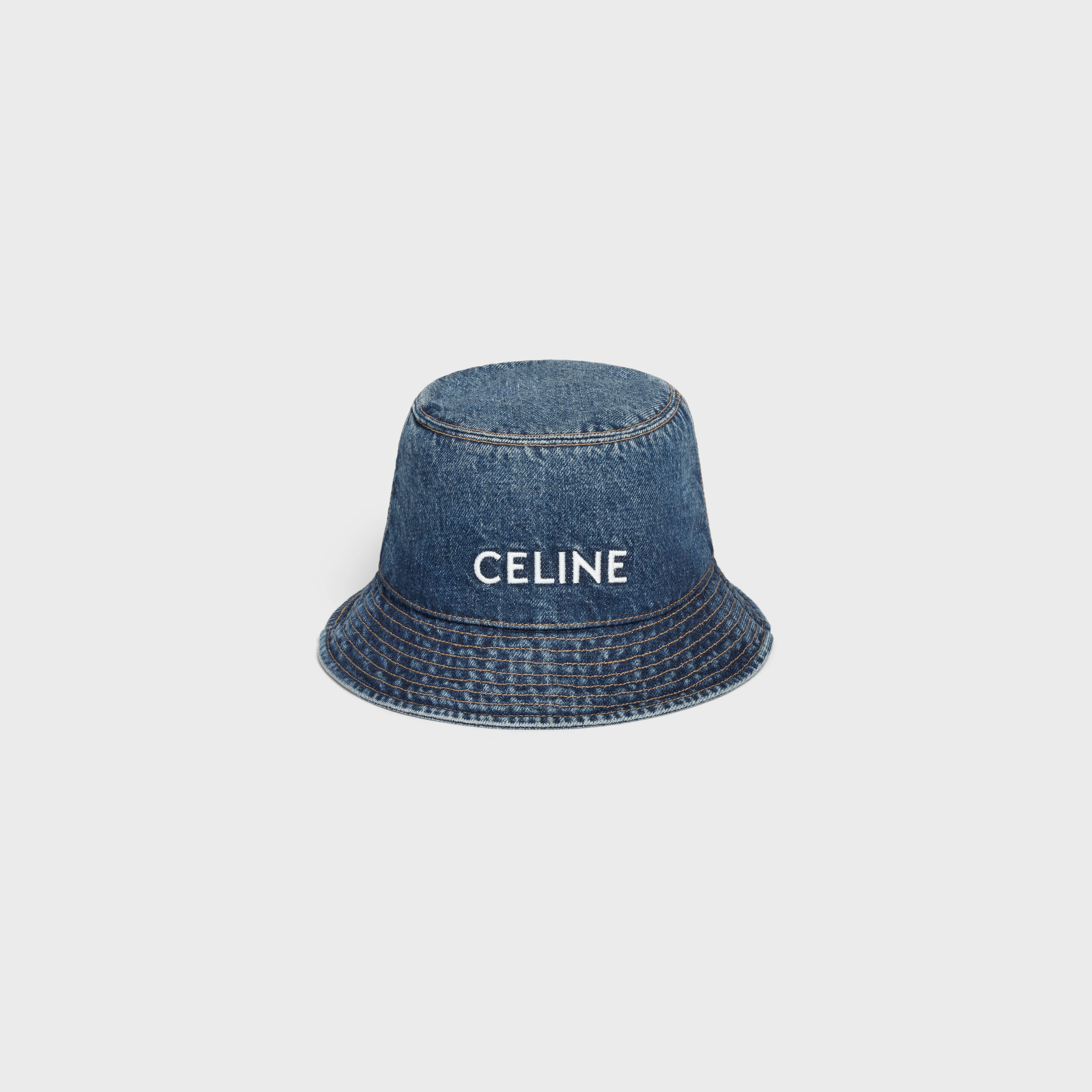Celine embroidered union wash denim bucket hat - 1