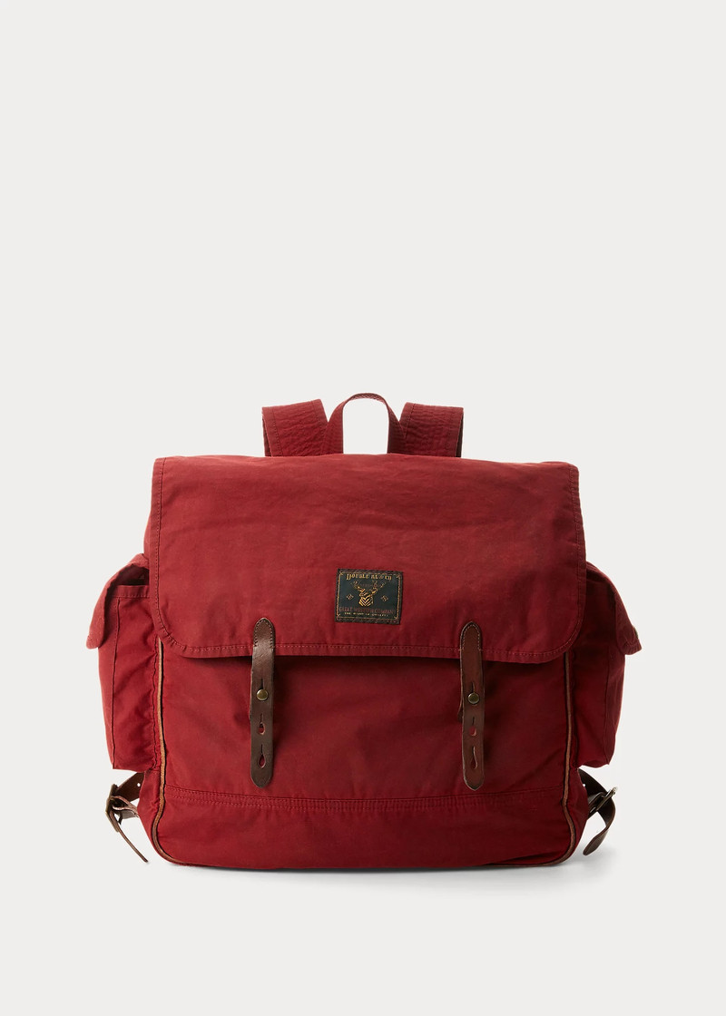 Leather-Trim Oilcloth Backpack 1