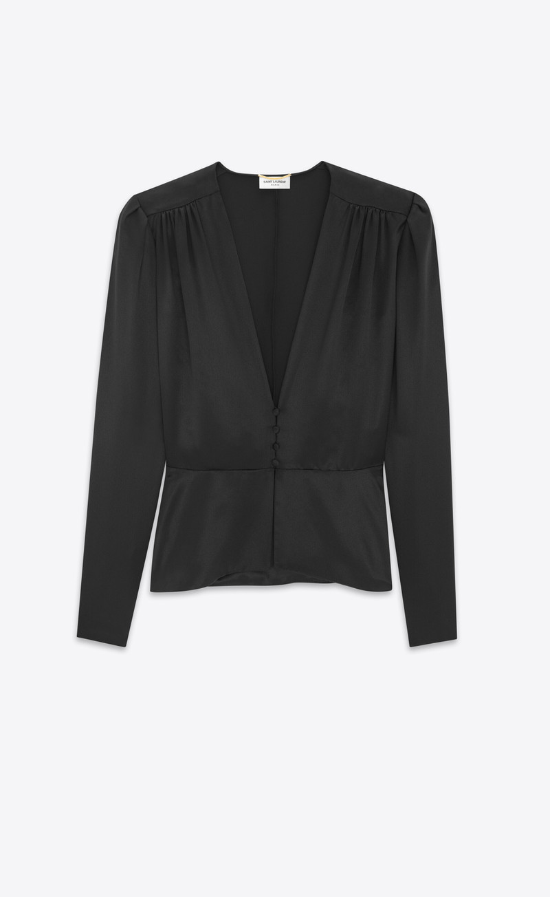 peplum blouse in silk satin crepe - 1