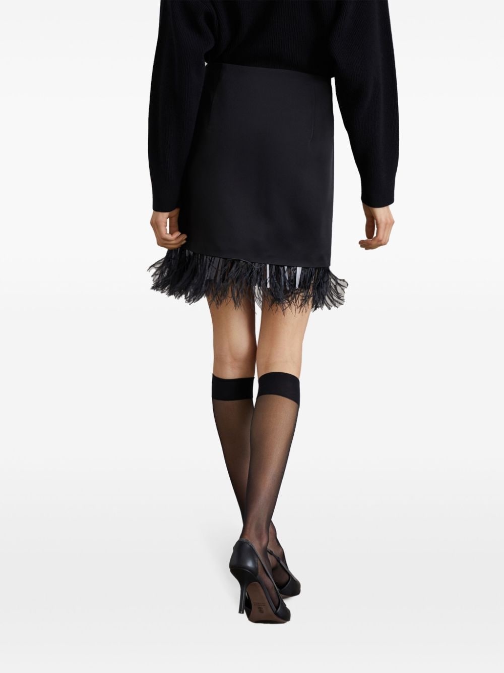 feather-trimmed miniskirt - 4