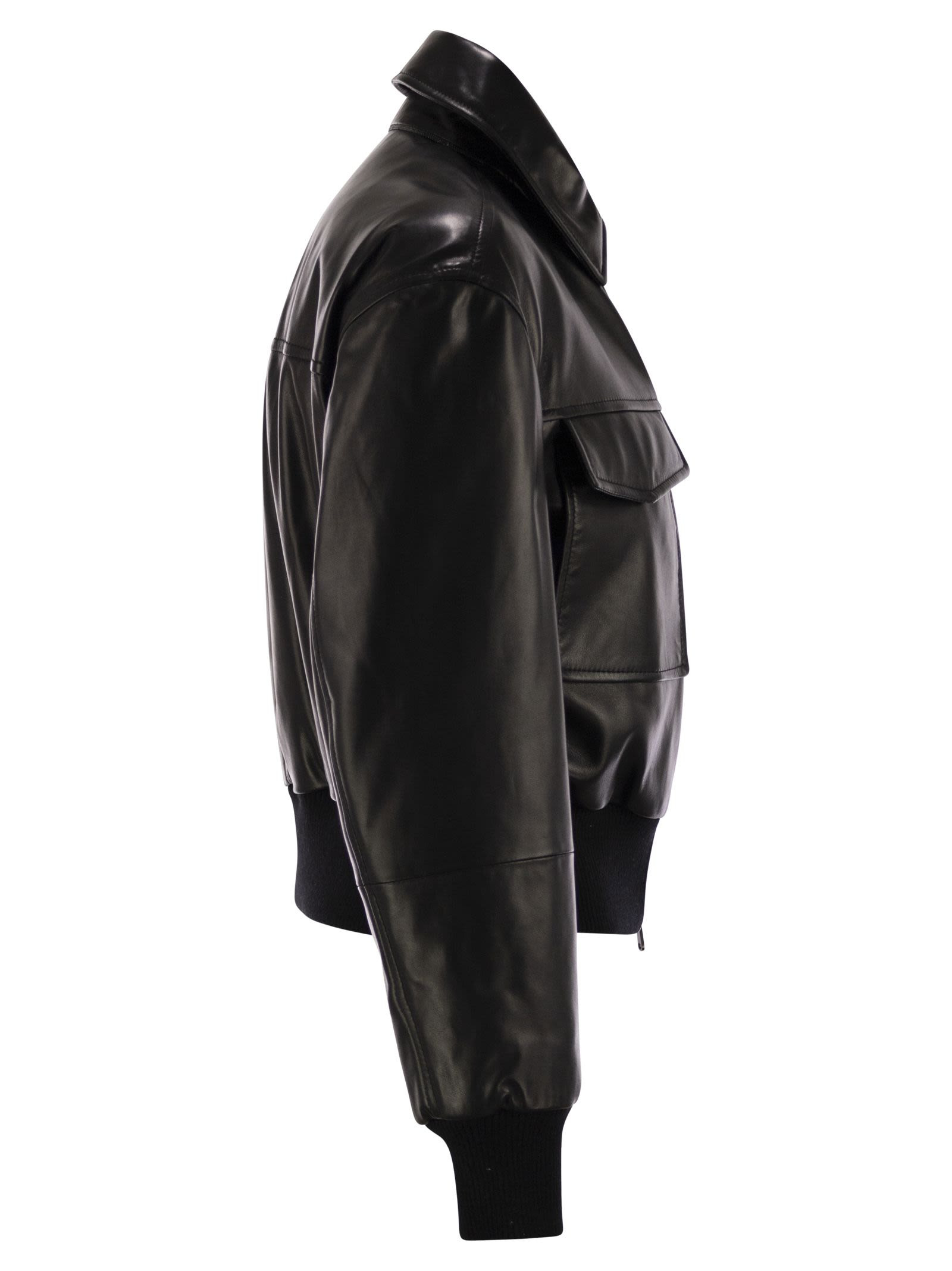 Brunello Cucinelli Women Leather Bomber Jacket With Jewellery - 3