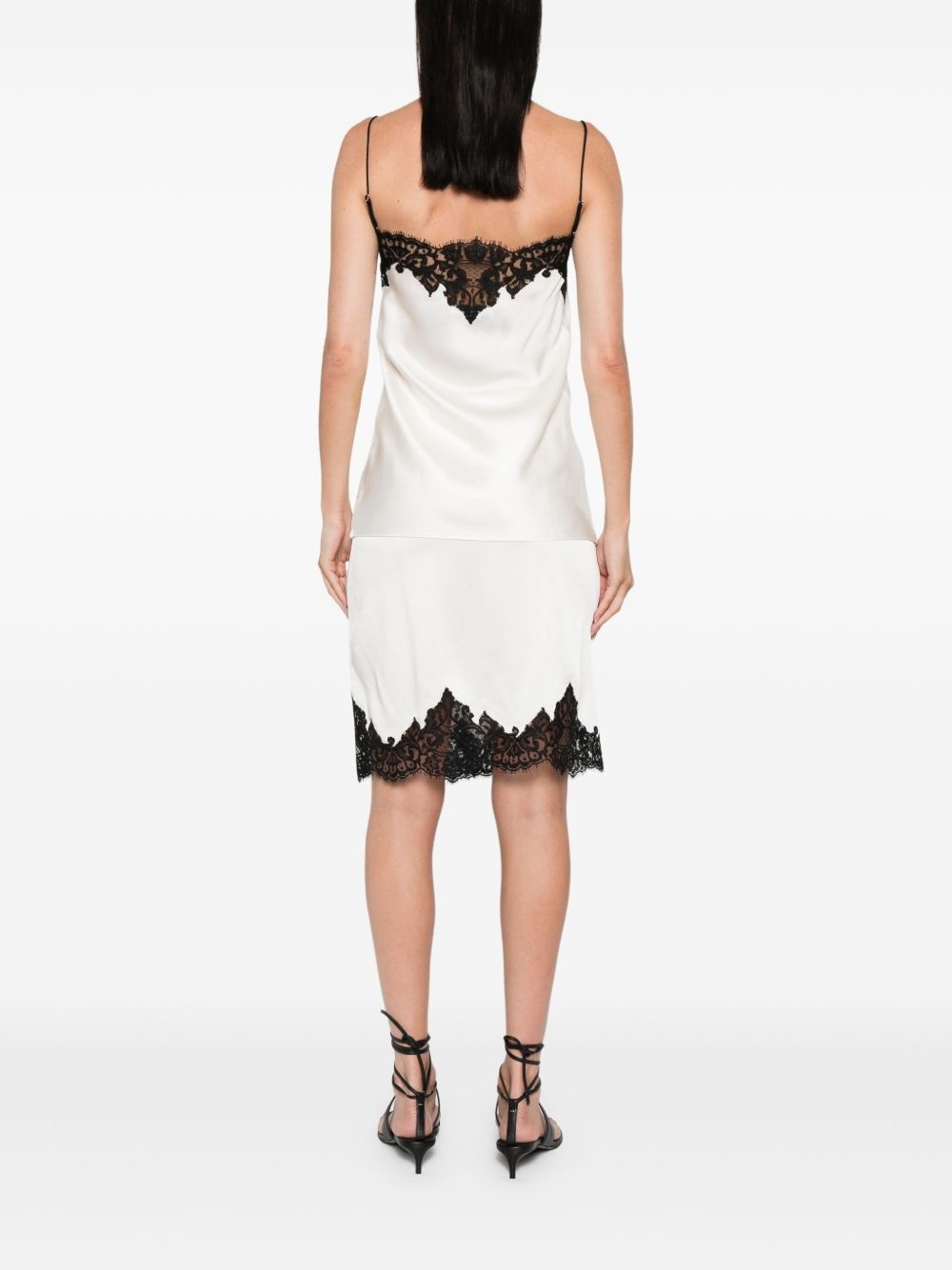 sleeveless lace satin top - 4