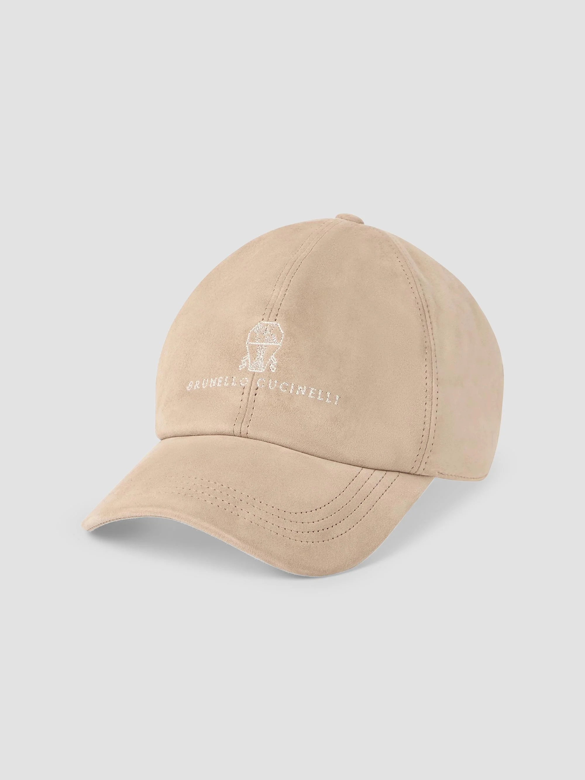 Men's Suede Baseball Cap with Embroidered Logo - Tobacco - 1
