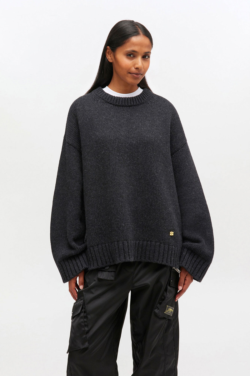 GANNI DARK GREY WOOL MIX SWEATER outlook