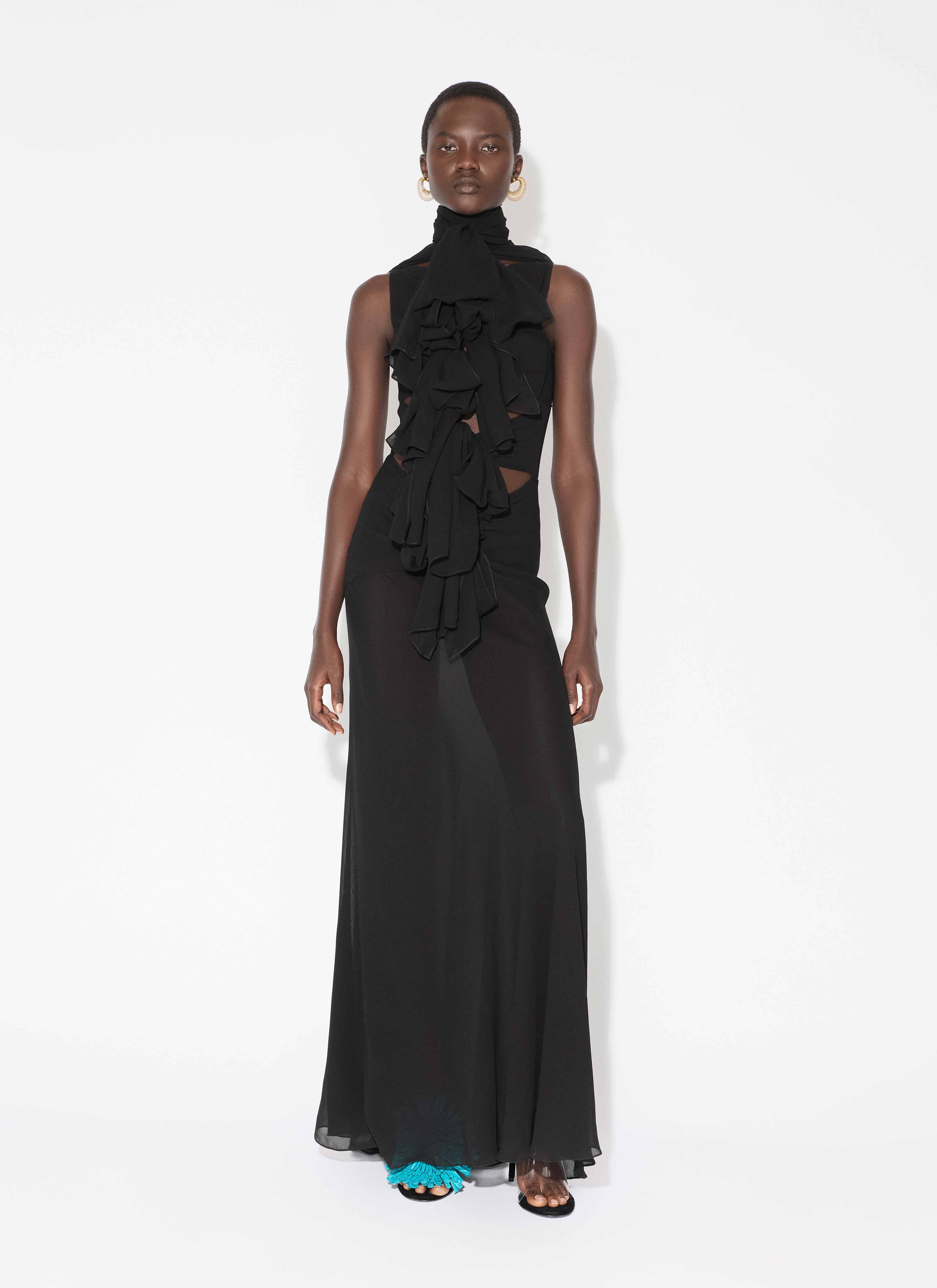 LIGHT GEORGETTE BOW DRESS - 2