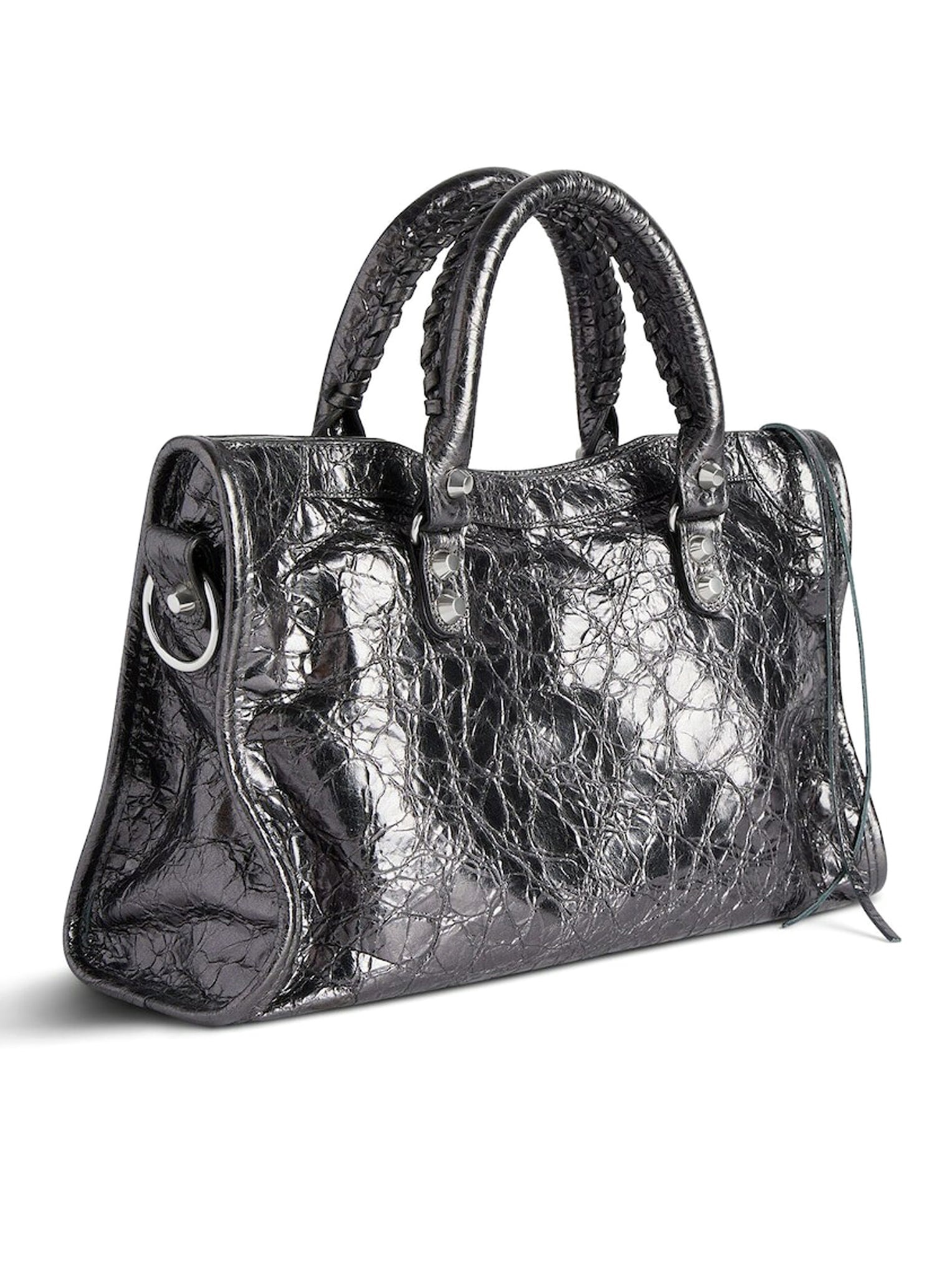 LE CITY SMALL METALLIC WOMEN`S BAG IN STEEL GREY - 3