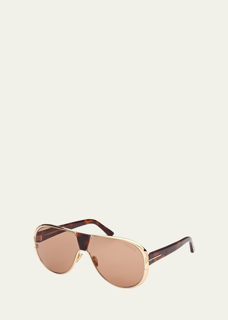 TOM FORD Men's Vicenzo Metal and Acetate Aviator Sunglasses outlook