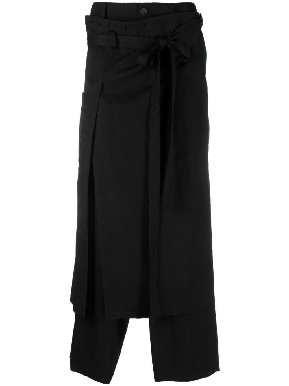 skirt-overlay straight-leg trousers - 1
