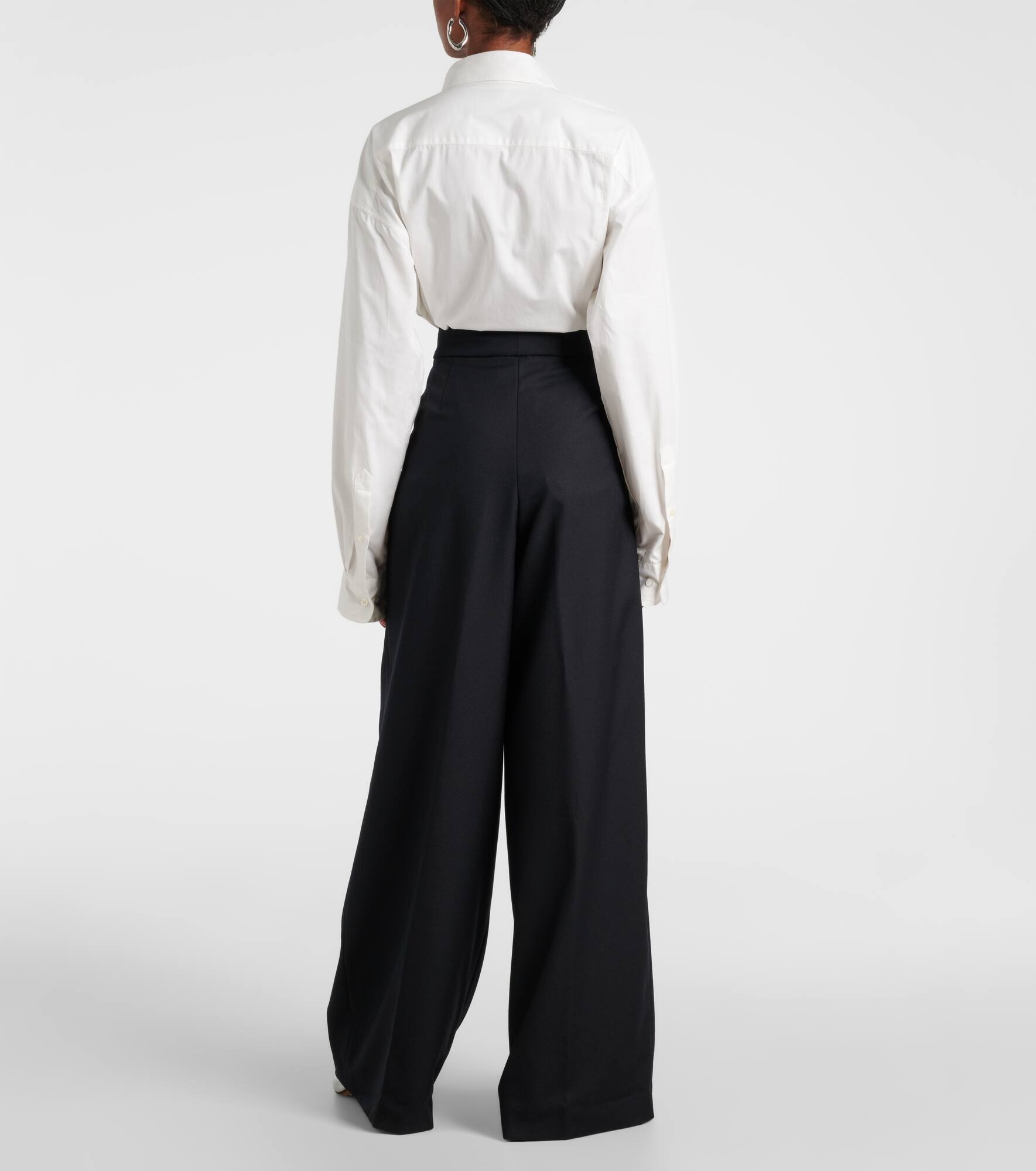 Pleated wool wide-leg pants - 3