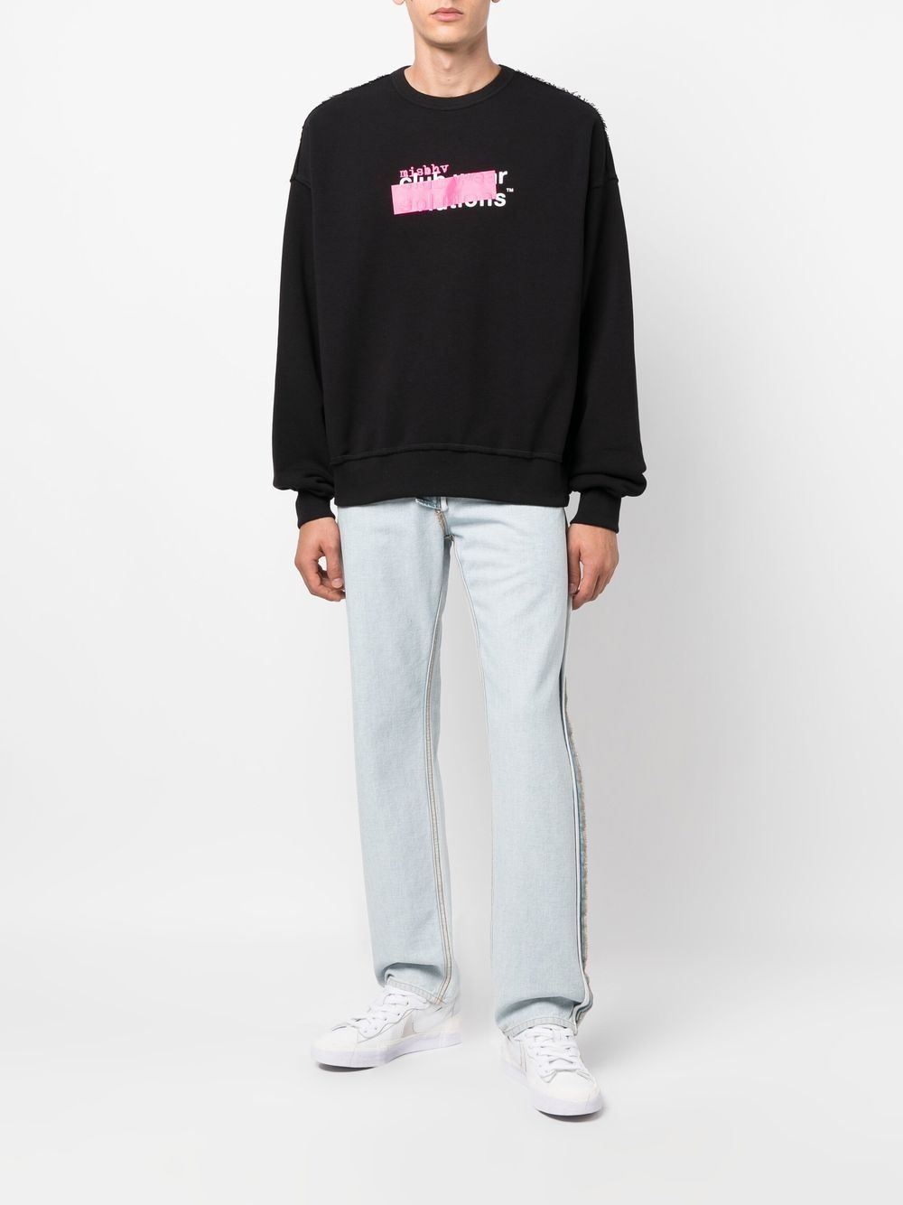 logo-print distressed sweatshirt - 2