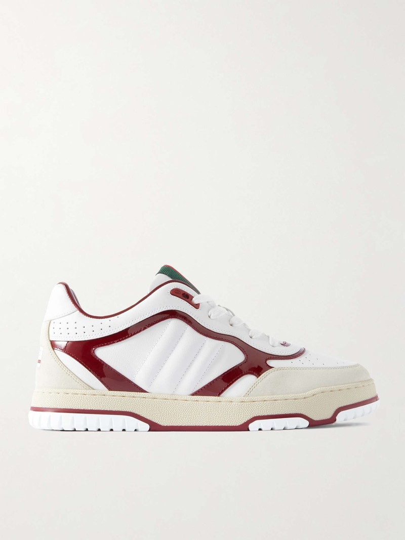 Suede and Patent-Leather Trimmed Leather Sneakers - 1