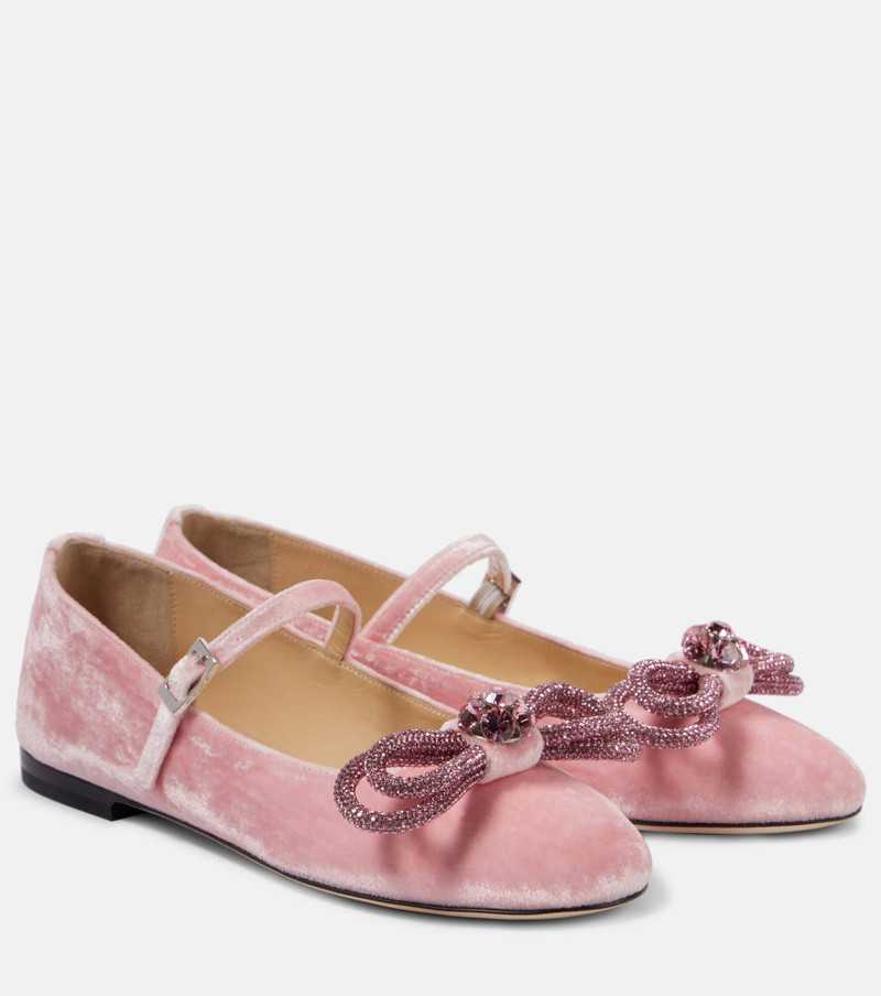 Double Bow velvet ballet flats - 1
