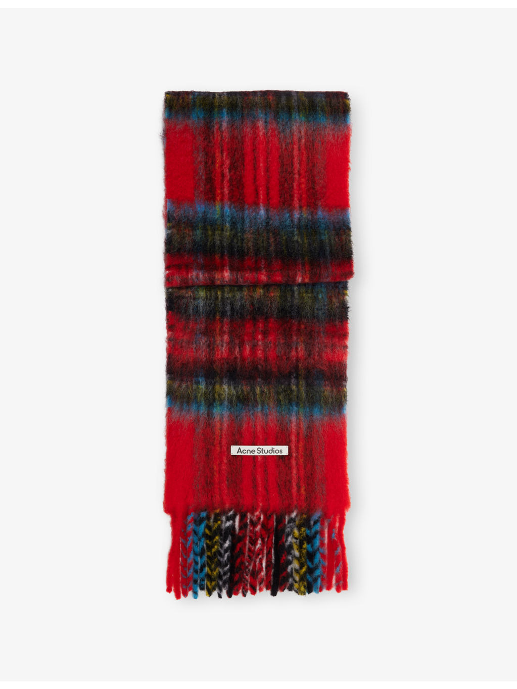Check Mohair-Wool Blend Scarf - 1