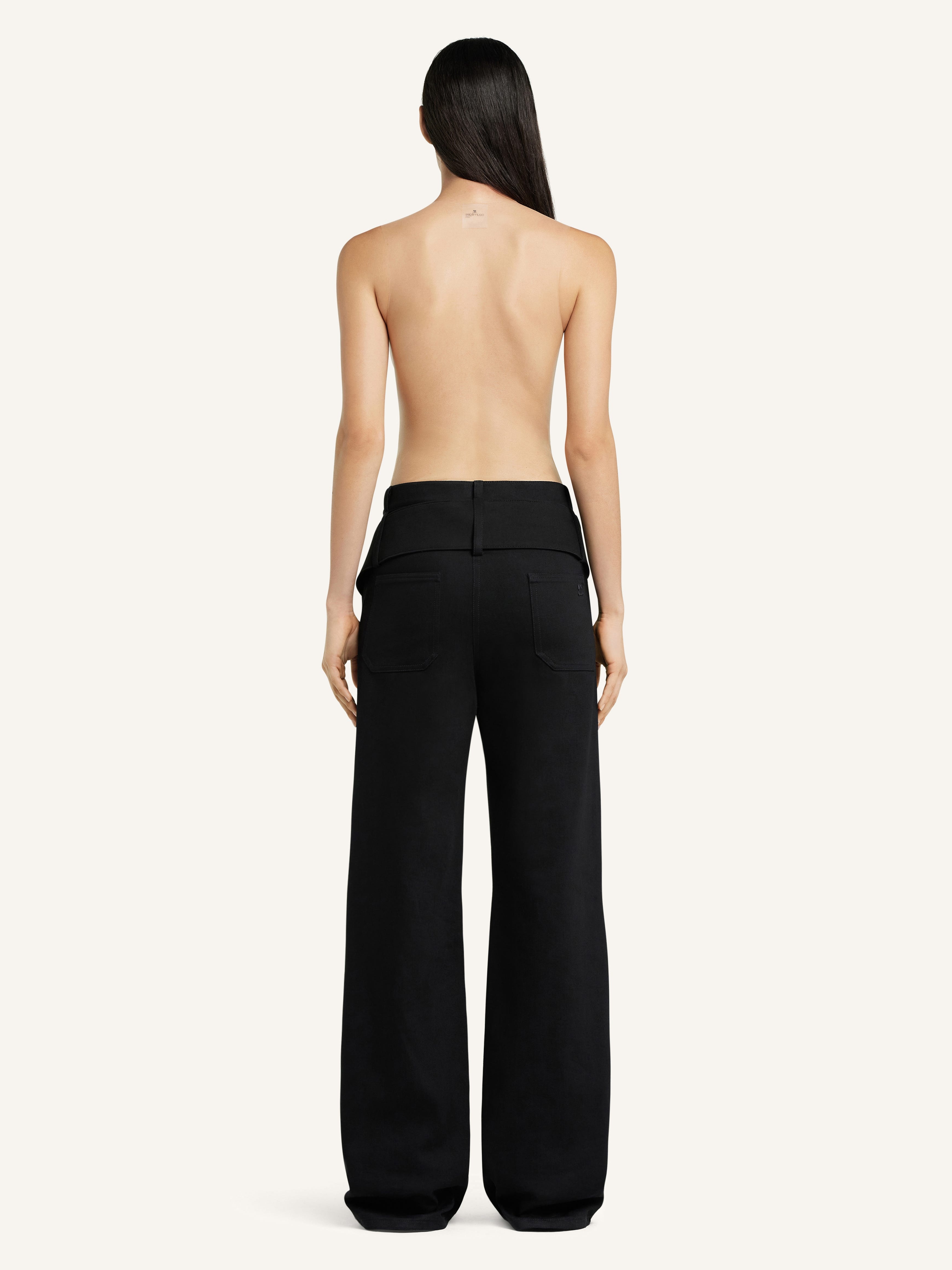 DOUBLE BELT DENIM PANTS - 4