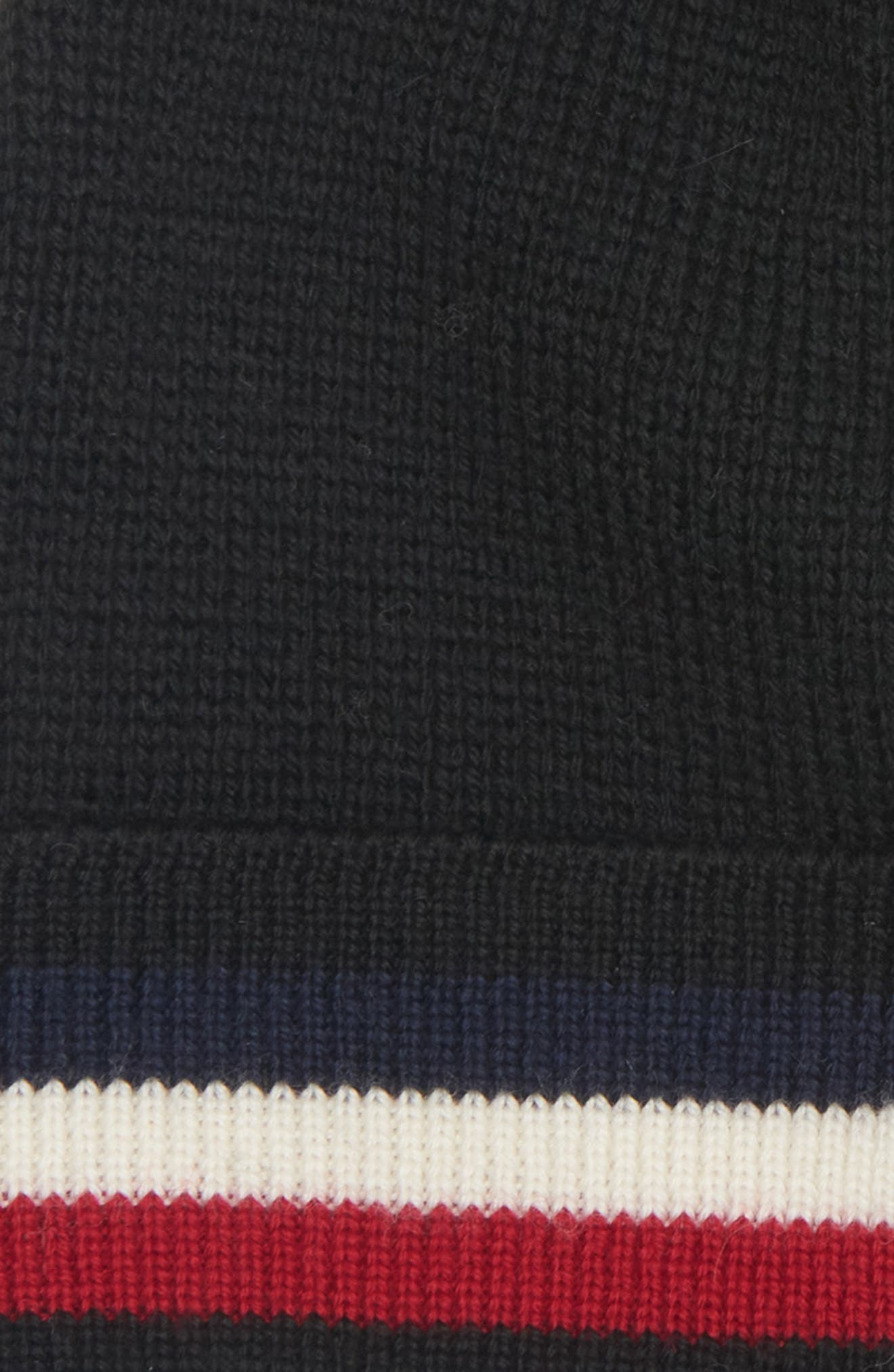 Moncler Tricolor Stripe Ribbed Wool Beanie in Black at Nordstrom - 4