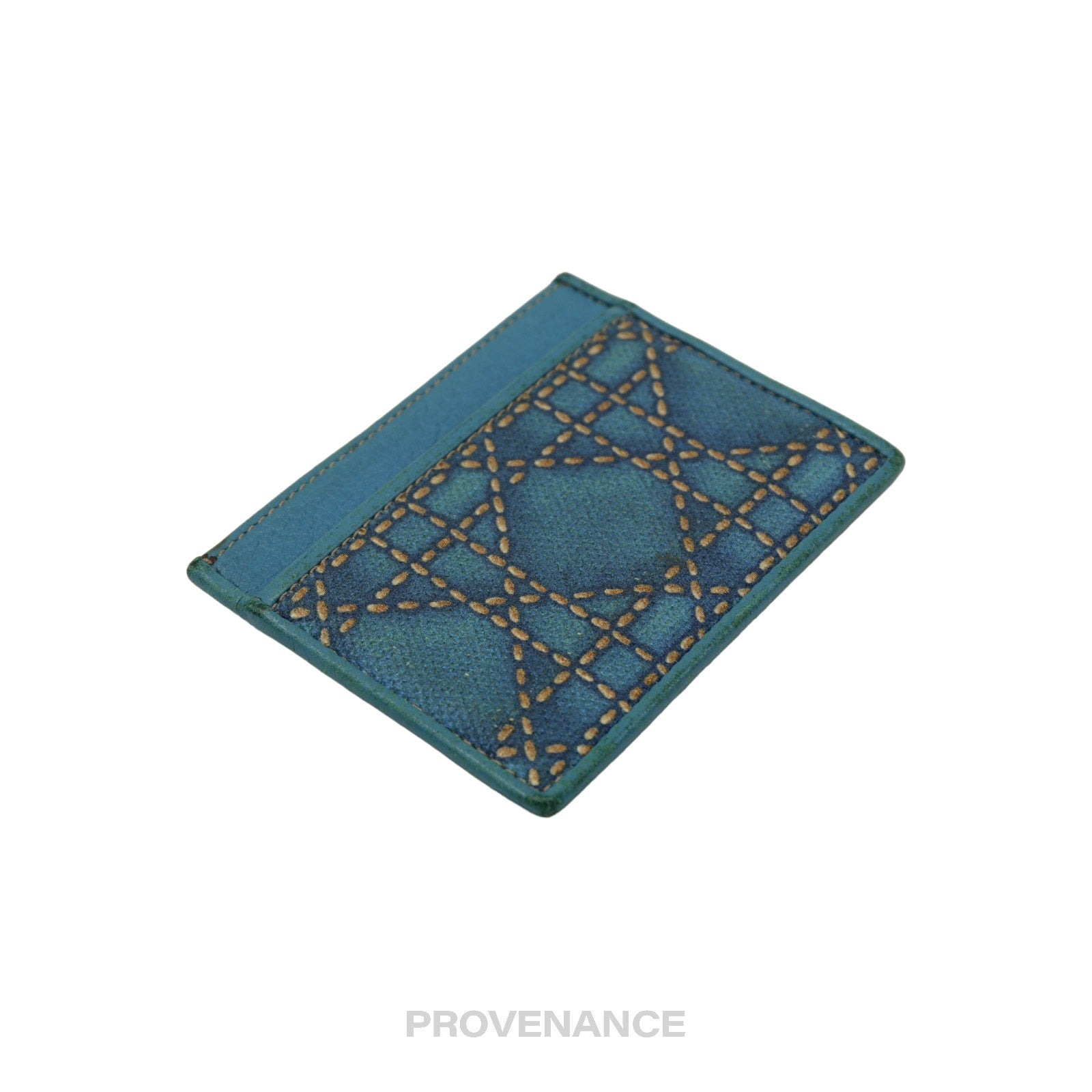 Dior Cannage Card Holder Wallet - Blue - 3