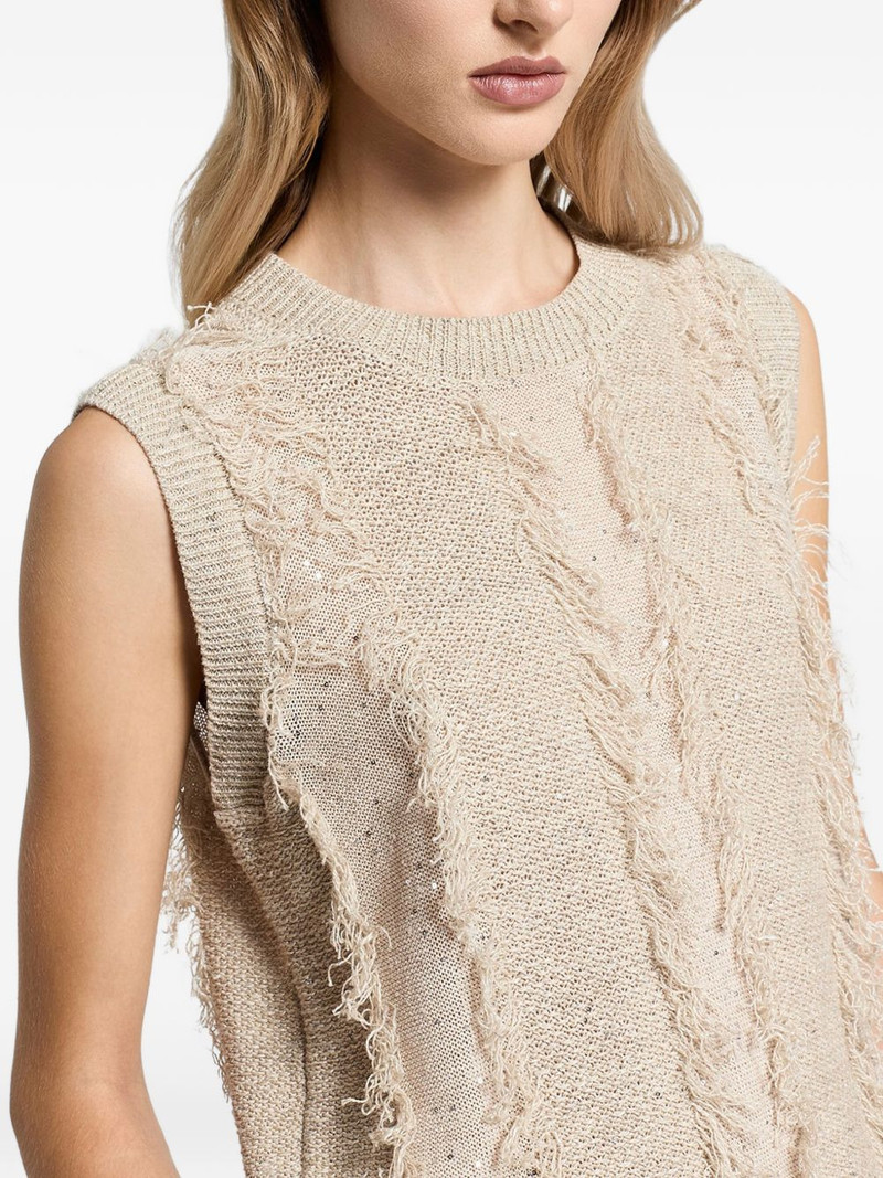 sequinned fringed knitted top 4