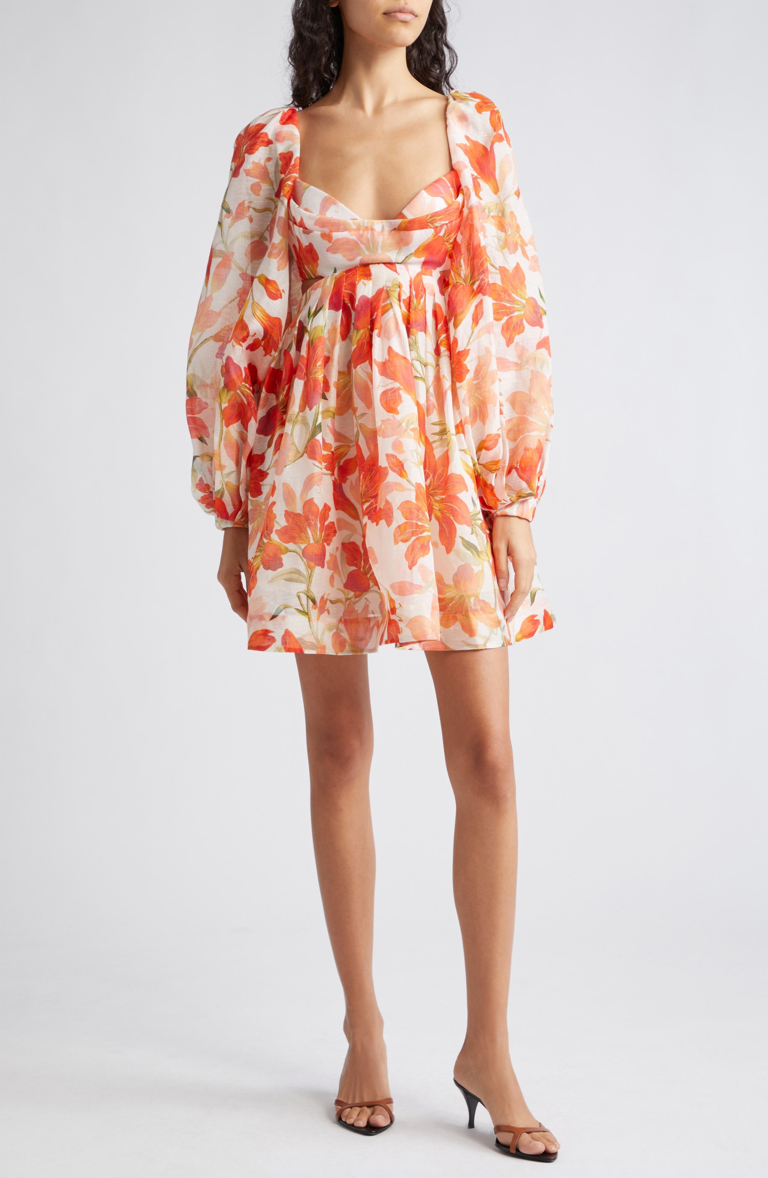 Tranquility Floral Long Sleeve Bralette Bodice Minidress - 1