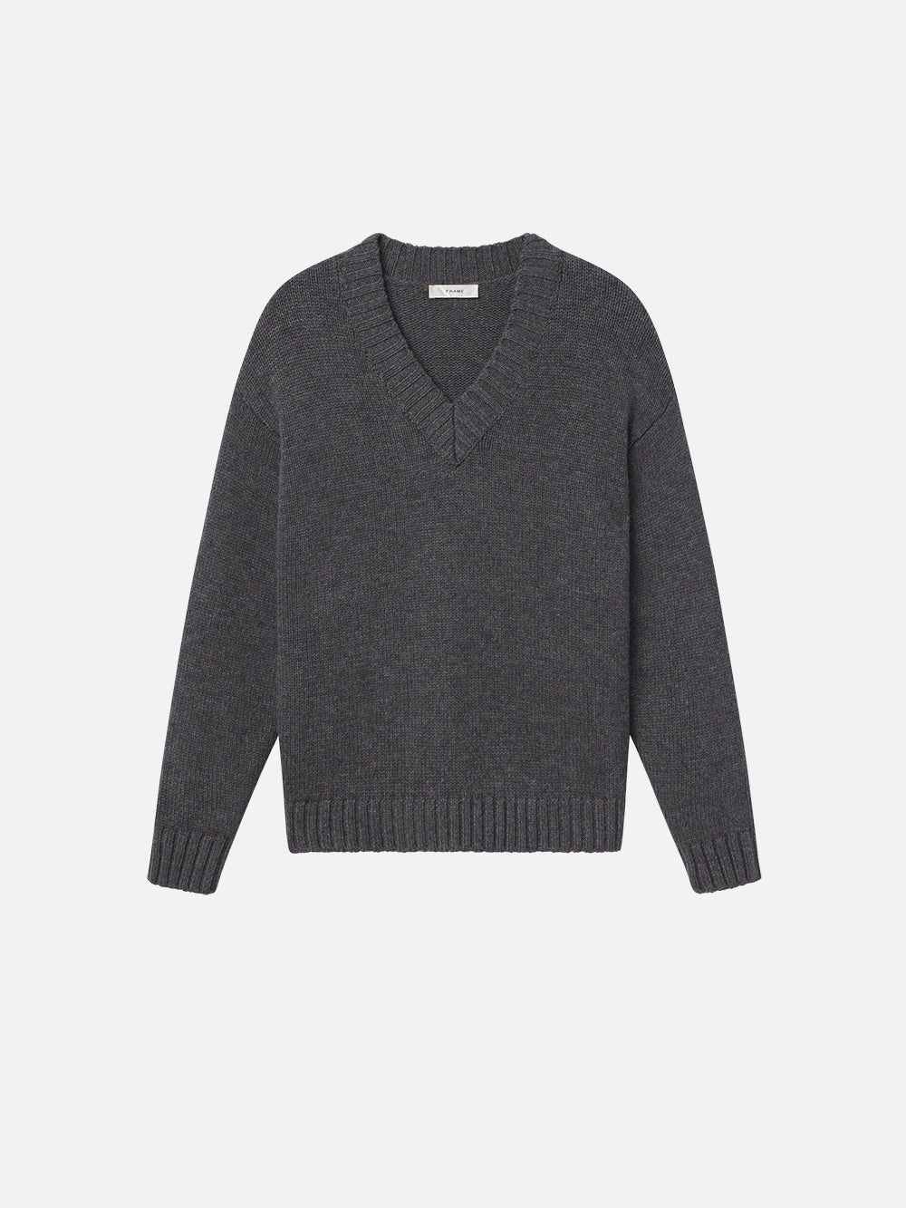 Chunky V-Neck Sweater in Charcoal Heather - 1