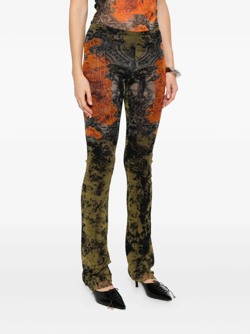 Jean Paul Gaultier Women Stretchy, Straight-Leg Flared Pants With Graphic Print - 3