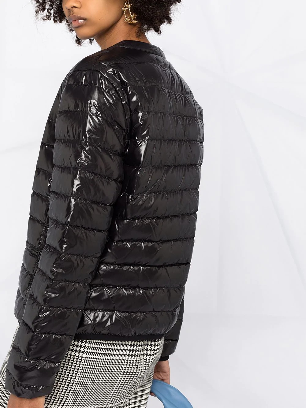 logo patch quilted down jacket - 3