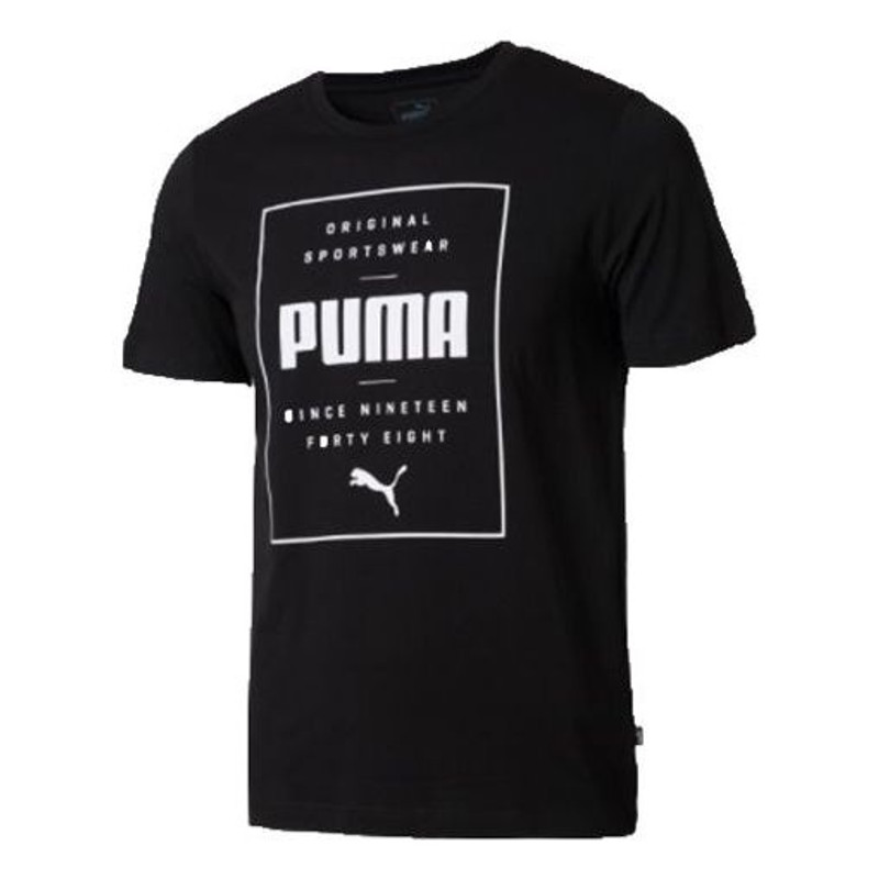 PUMA Casual Sports Alphabet Printing Round Neck Breathable Short Sleeve Black 844612-01 - 1