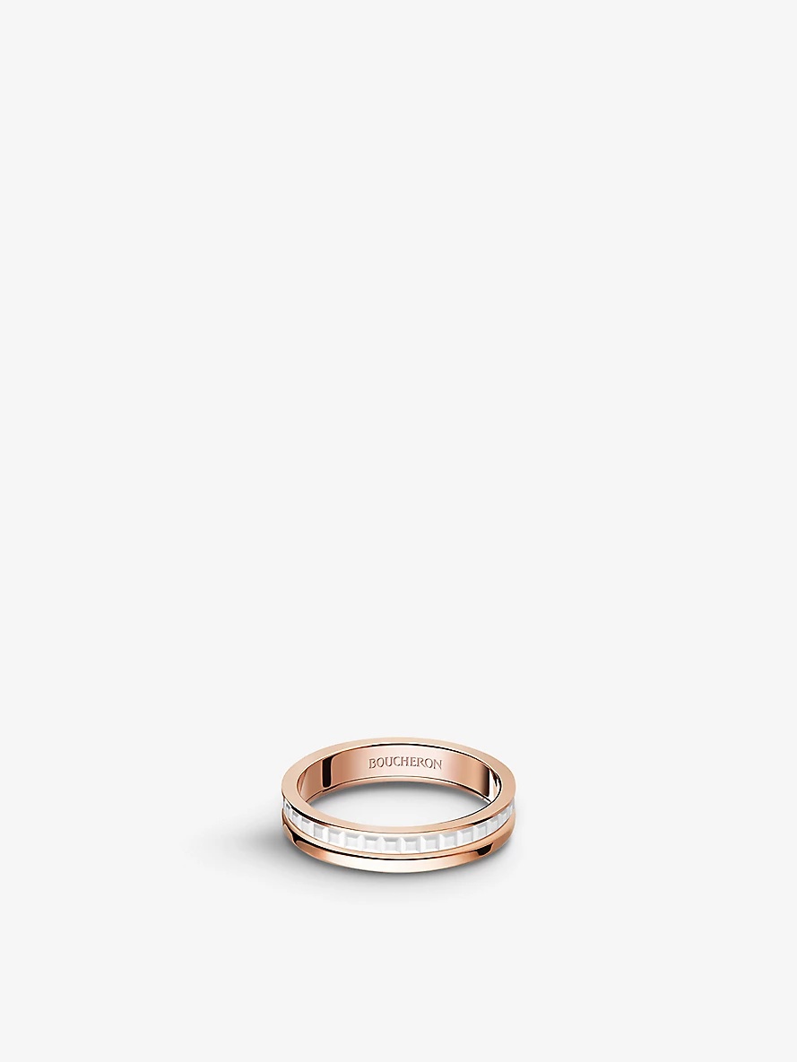 Quatre White Edition 18ct pink-gold and ceramic wedding band - 1