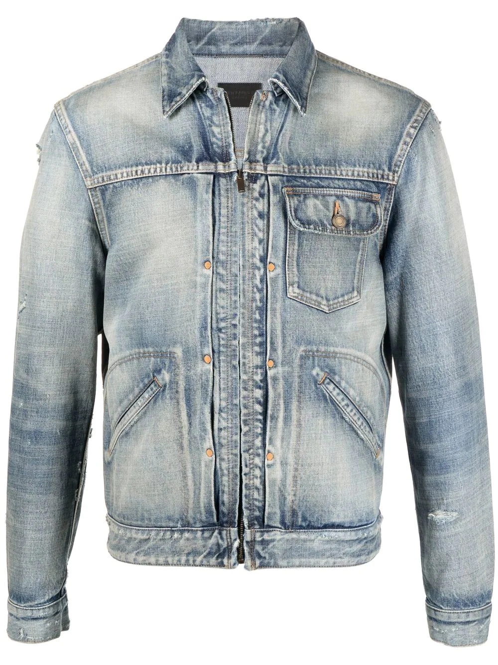 zip-front denim jacket - 1