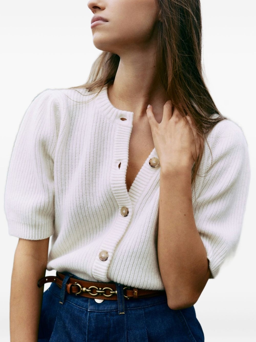 ribbed short-sleeve cardigan - 5