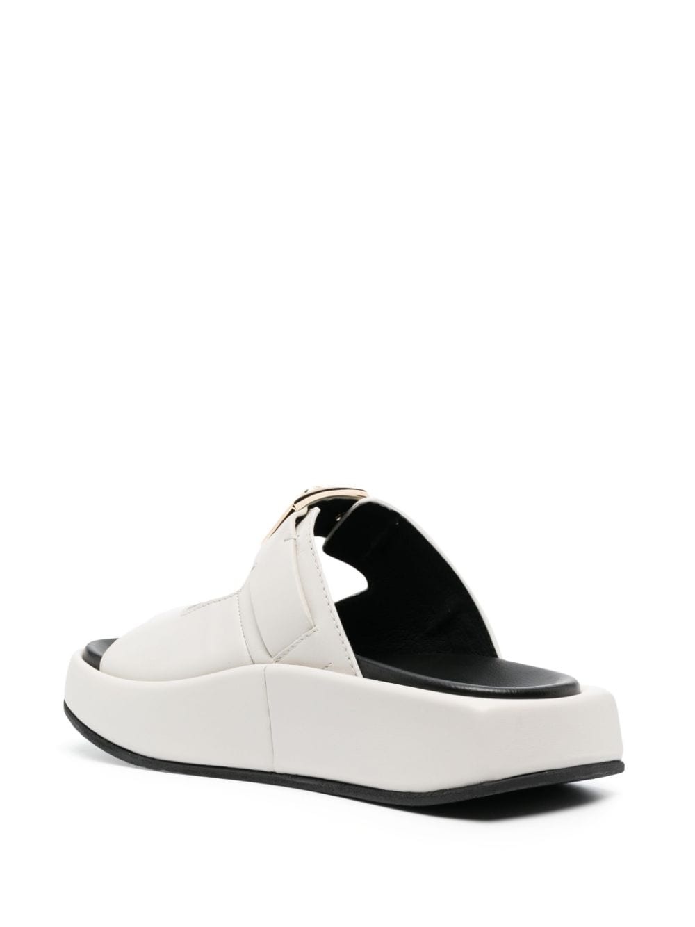 logo-plaque leather platform slides - 3