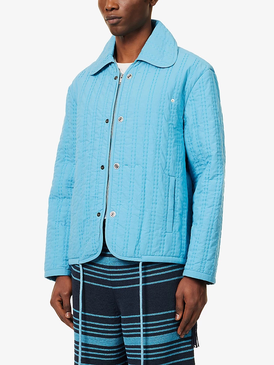 Popper-embellished quilted cotton jacket - 3