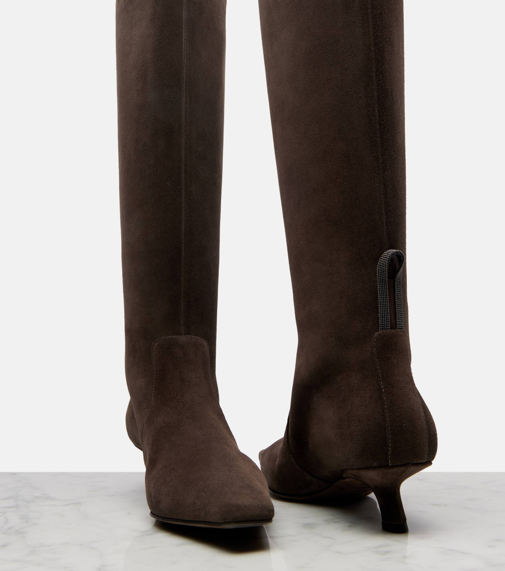 Monili suede knee-high boots - 5