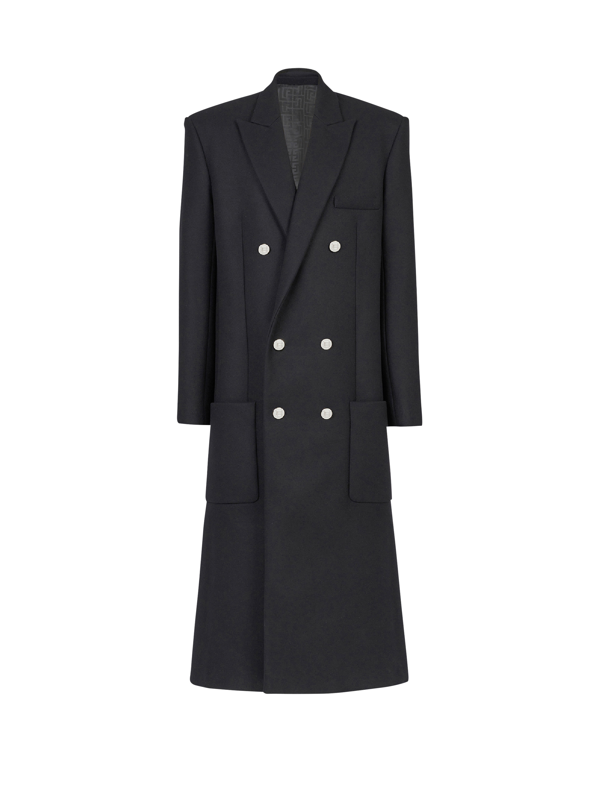 Long asymmetrical wool coat - 1