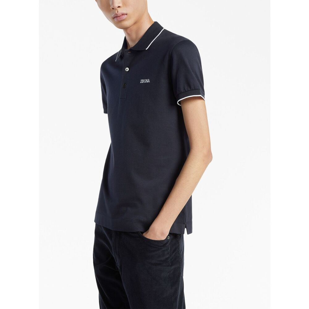 Zegna Blue Polo Shirts Men - 4