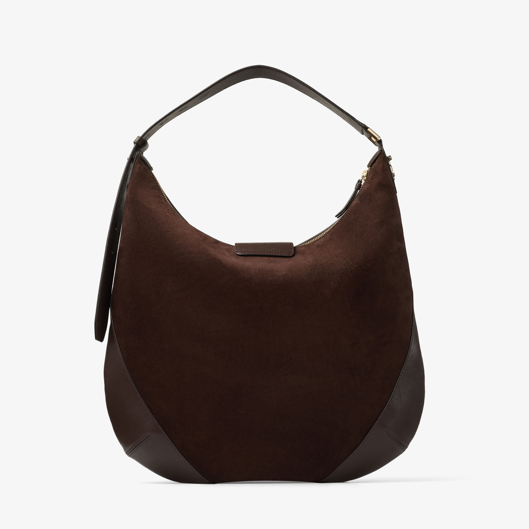 Bar Hobo M
Chocolate Suede Shoulder Bag with Leather Trims - 5