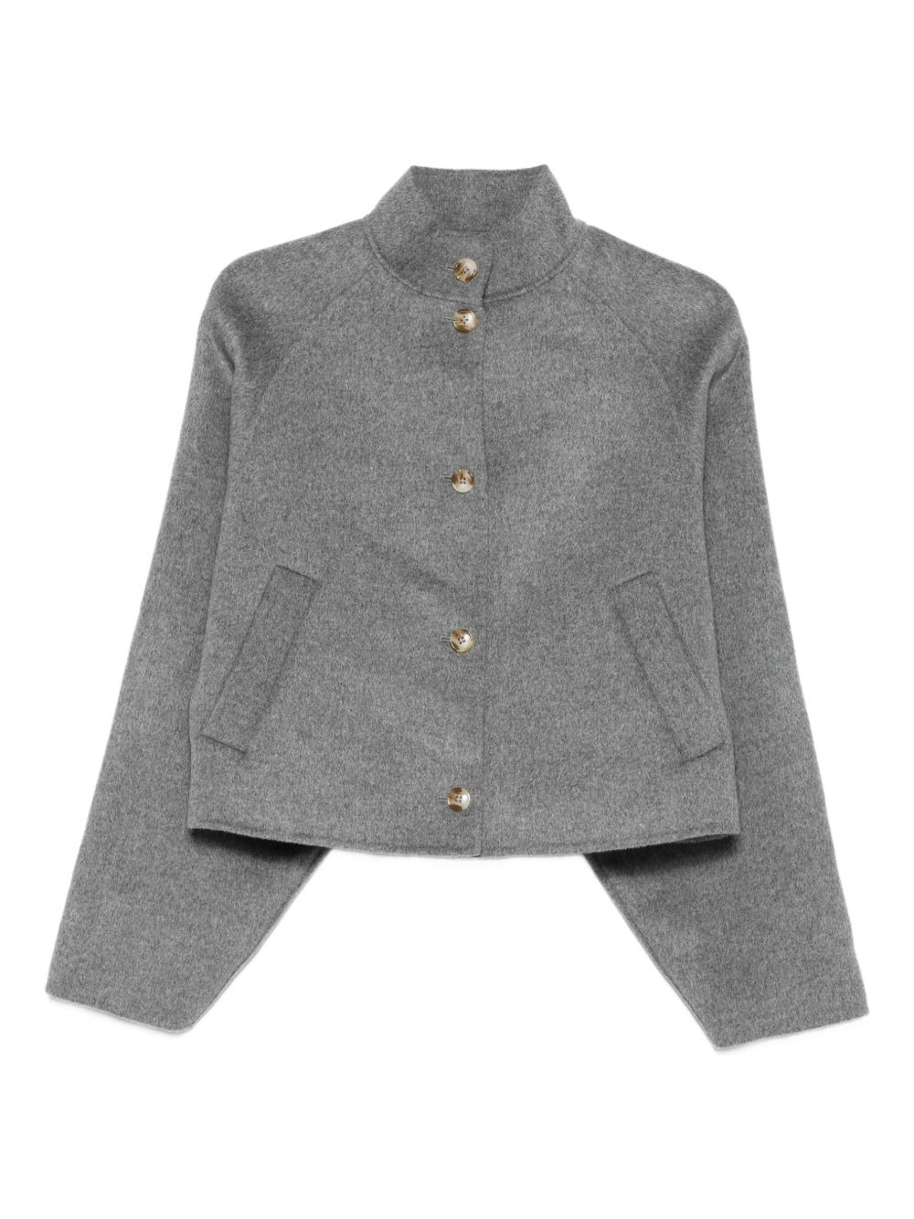 high-neck button-fastening jacket - 1
