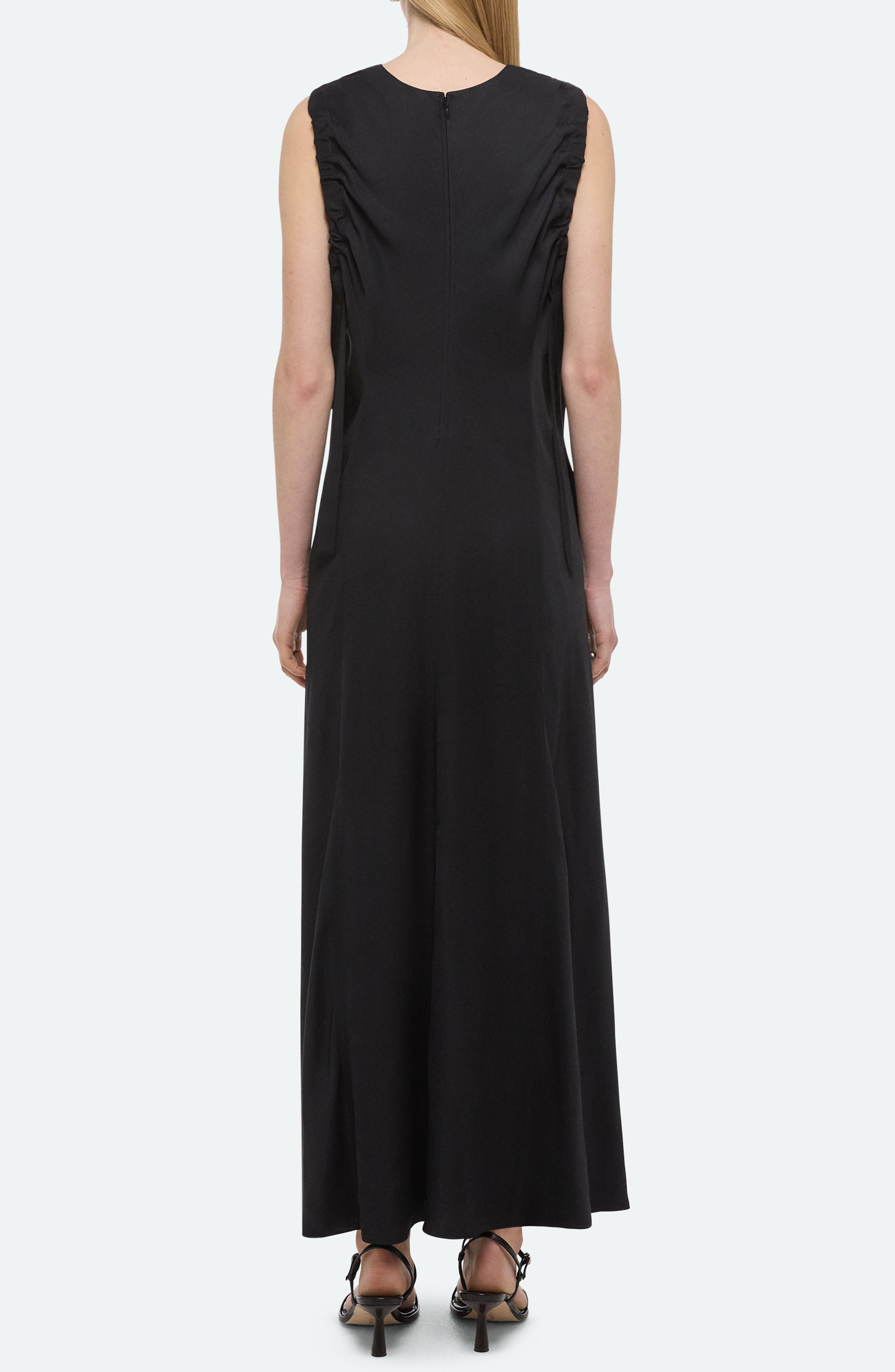Helmut Lang Ruched Sleeveless Maxi Dress in Black at Nordstrom - 2