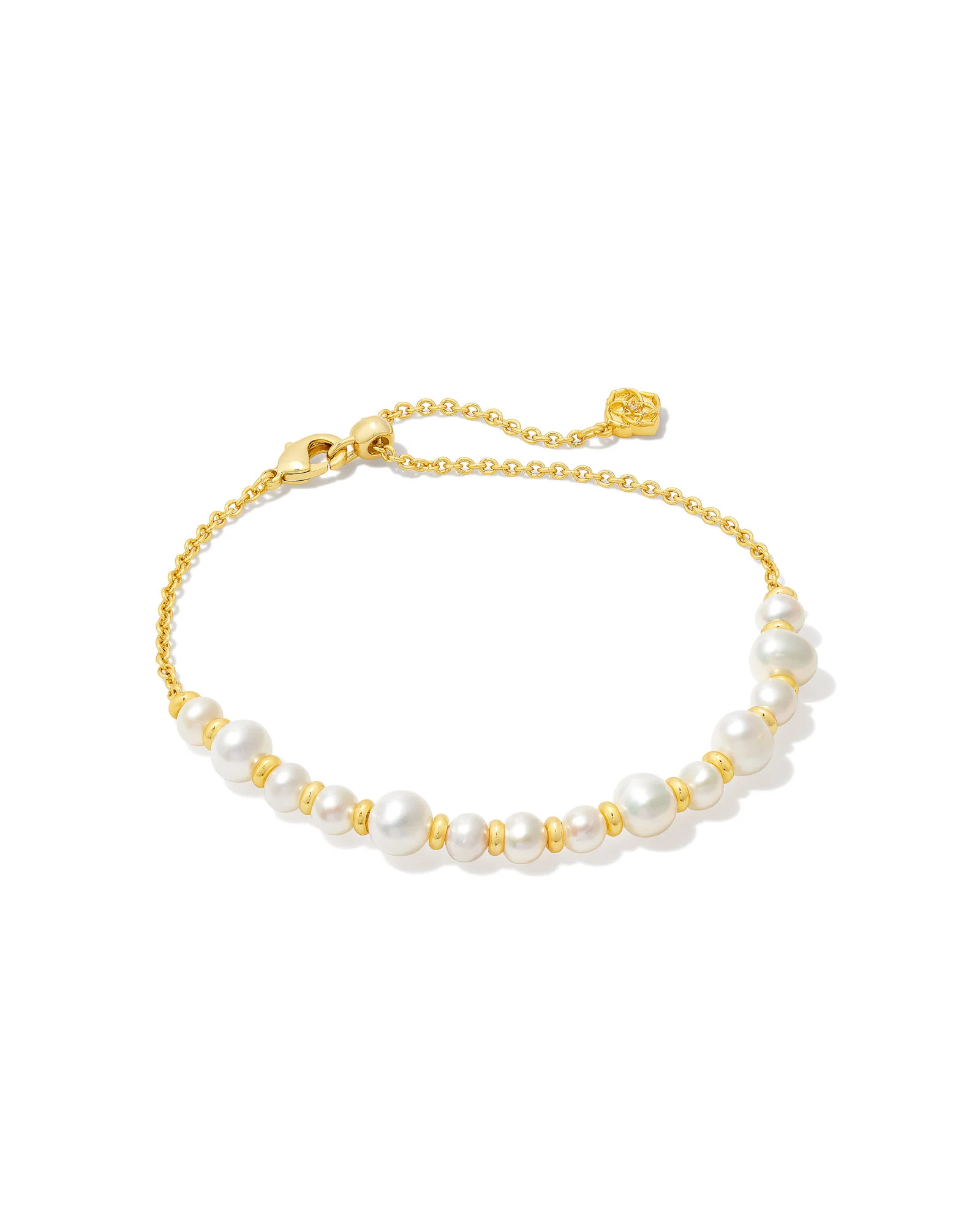 Jovie Gold Beaded Delicate Chain Bracelet in Freshwater Cultured Pearl - 1