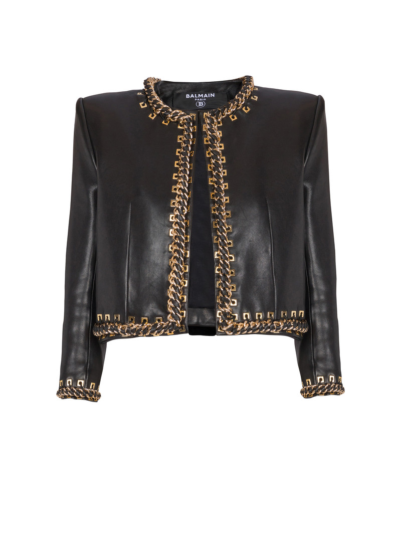 Lambskin 가장자리에 가장자리 재킷 체인 트림 1