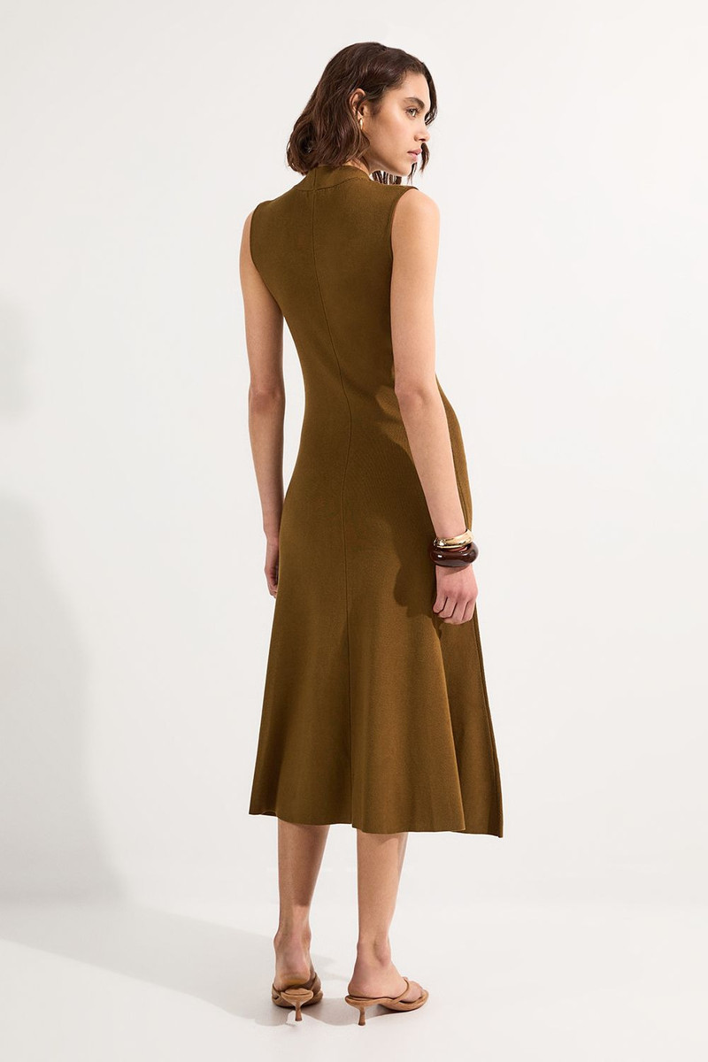Viscose Blend Zip Front Sleeveless Knitted Midi Dress 5
